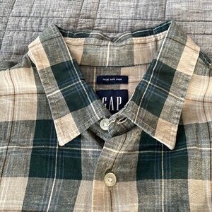 GAP linen plaid button down NWT